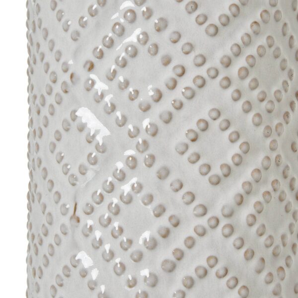 Marliam White Beaded Ceramic Lamp with Linen Shade – Elegant Ambient Lighting - Image 4