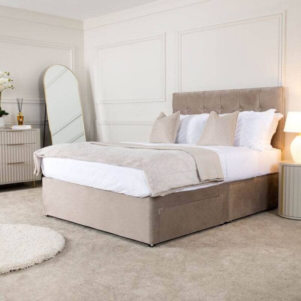 Marliam Coffee Diamond King Divan Bed Set – Elegant & Spacious