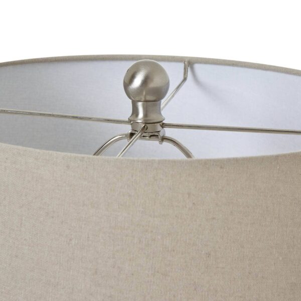 Marliam White Ceramic Ginger Jar Lamp with Linen Shade – Classic Elegance - Image 2