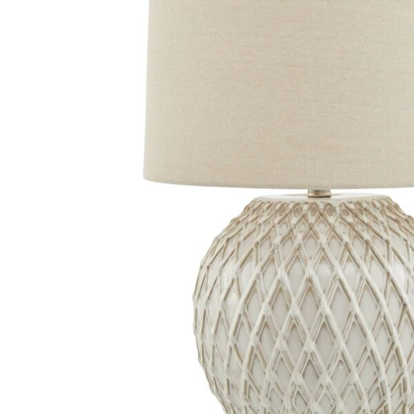Marliam Lattice Ceramic Table Lamp with Linen Shade – Stylish Ambient Lighting - Image 3