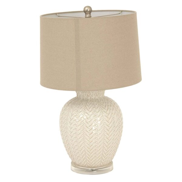 Marliam Ceramic Table Lamp with Twill Weave & Linen Shade – Elegant Lighting - Image 2