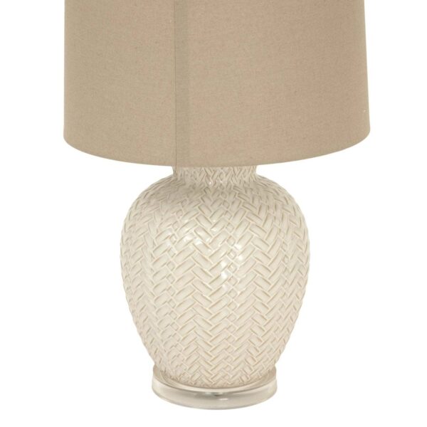 Marliam Ceramic Table Lamp with Twill Weave & Linen Shade – Elegant Lighting - Image 3
