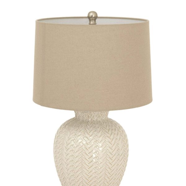 Marliam Ceramic Table Lamp with Twill Weave & Linen Shade – Elegant Lighting - Image 4