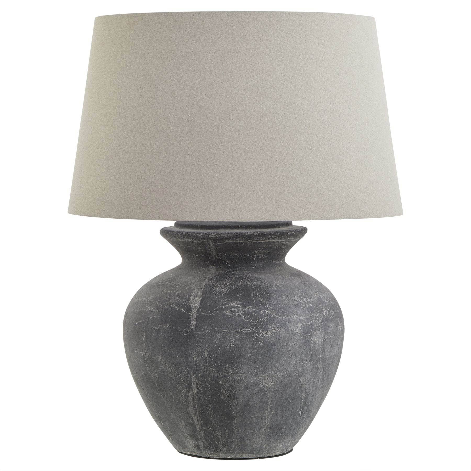 Amalfi Round Table Lamp With Linen Shade - Grey - Image 2