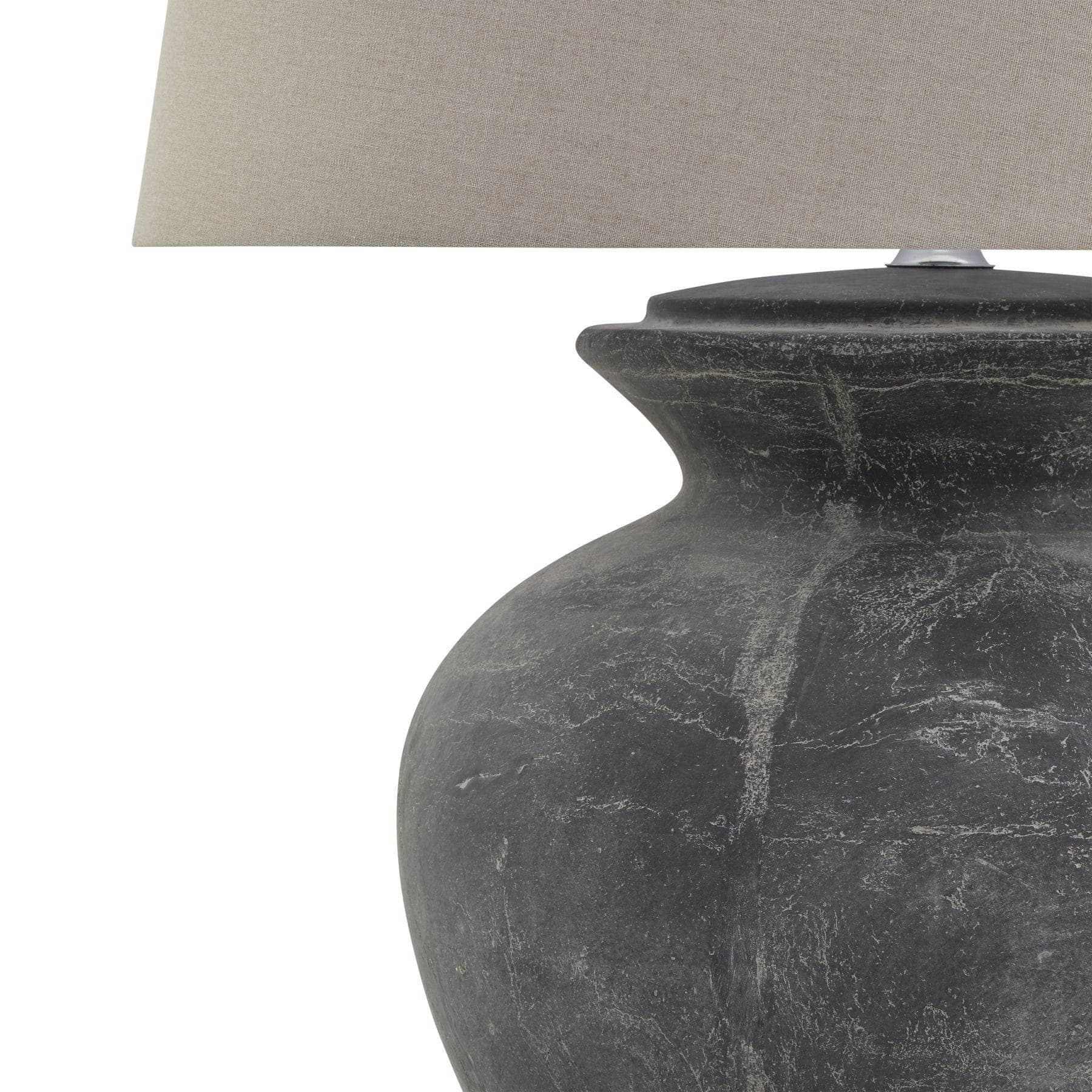 Amalfi Round Table Lamp With Linen Shade - Grey - Image 3