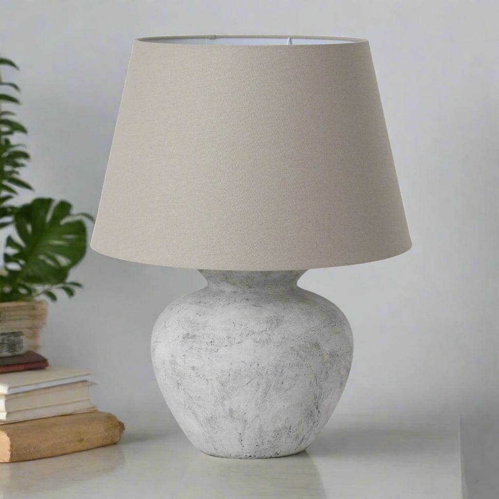 Darcy Round Table Lamp - Stone